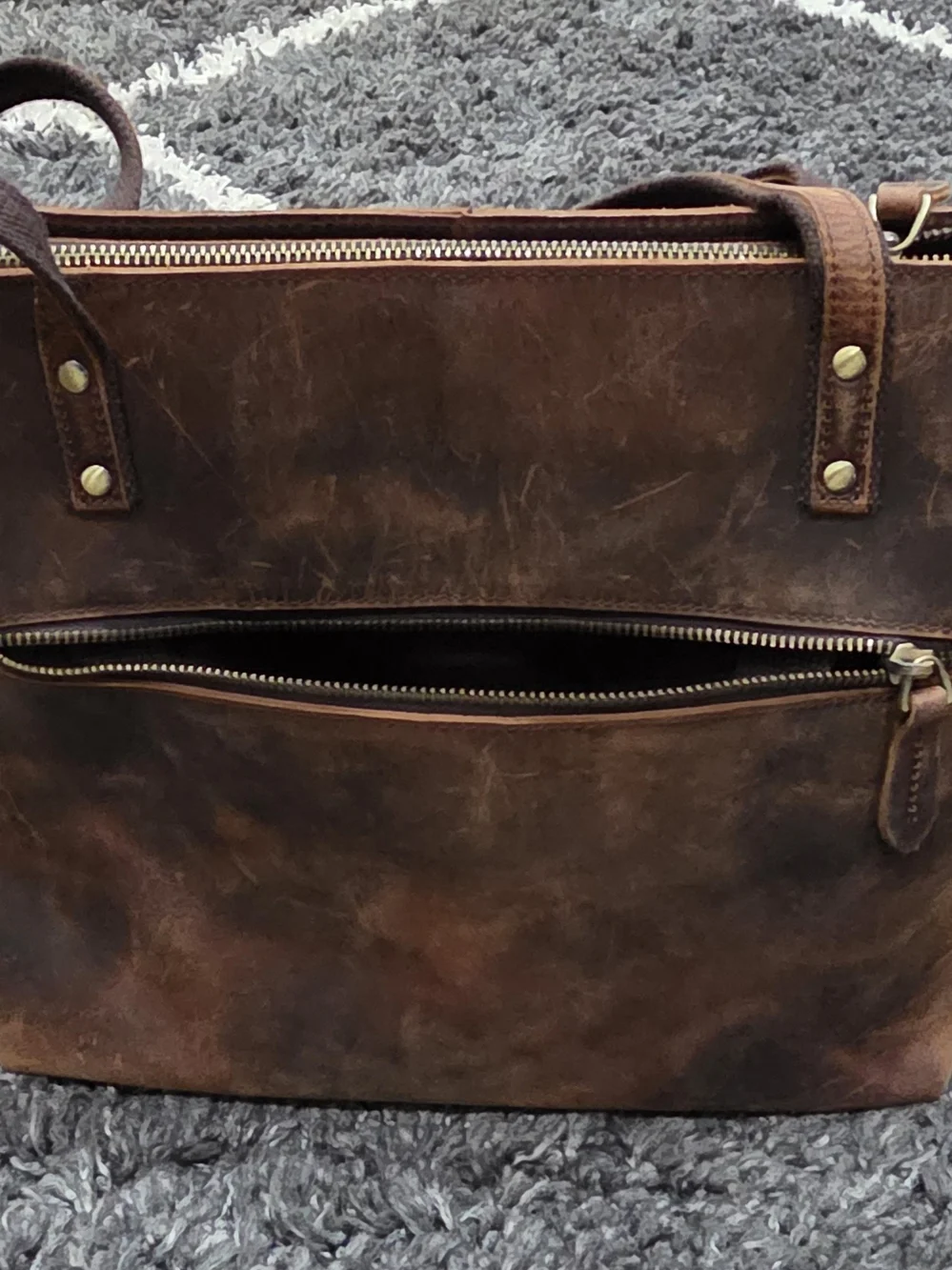 S-ZONE Women Vintage Genuine Leather Tote Bag Large Shoulder Purse Work Handbag